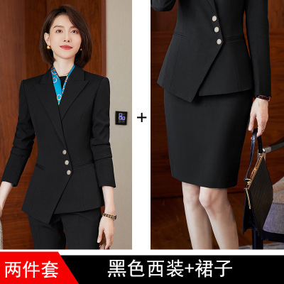 职业装女套装2022秋冬新款韩版时尚气质小西装女珠宝店美容院正装