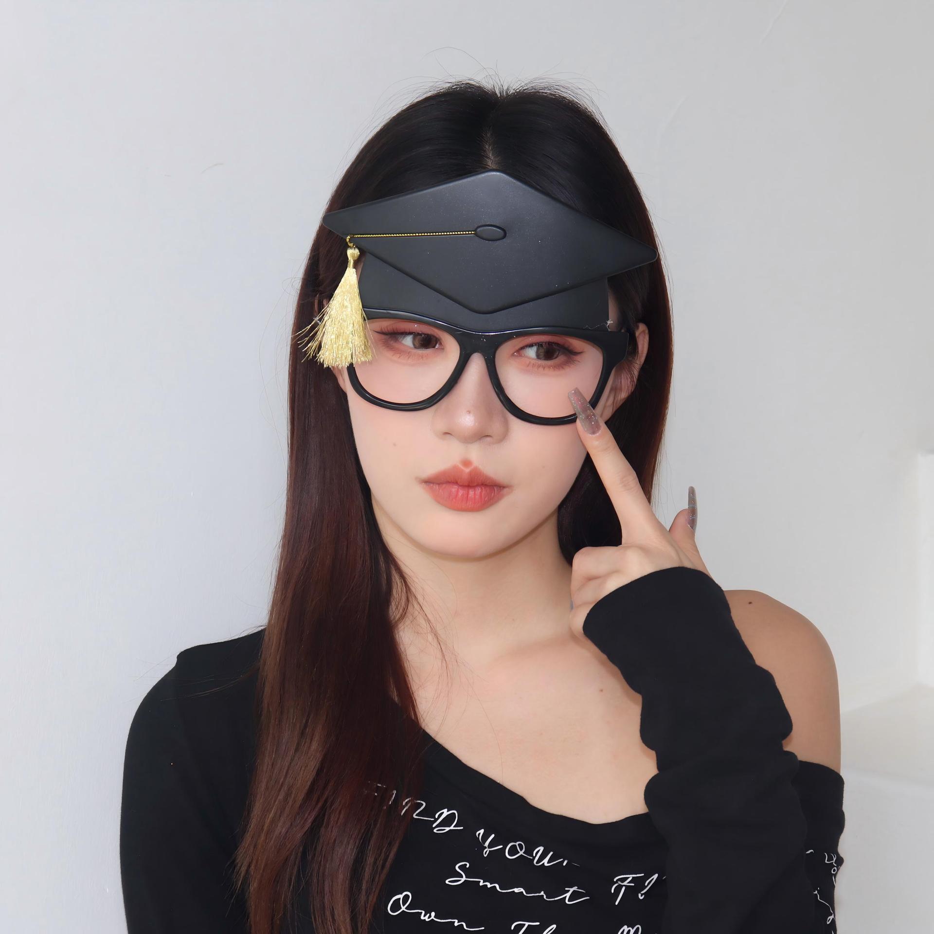 Gafas de Graduación con Gorro de Licenciado de Plástico ABS para Fiestas y Fotos