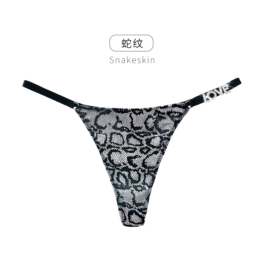 Tamaño europeo y americano personalidad sin marcas ropa interior de mujer sexy y cómoda transpirable leopardo seductor trozos sexy gran perla