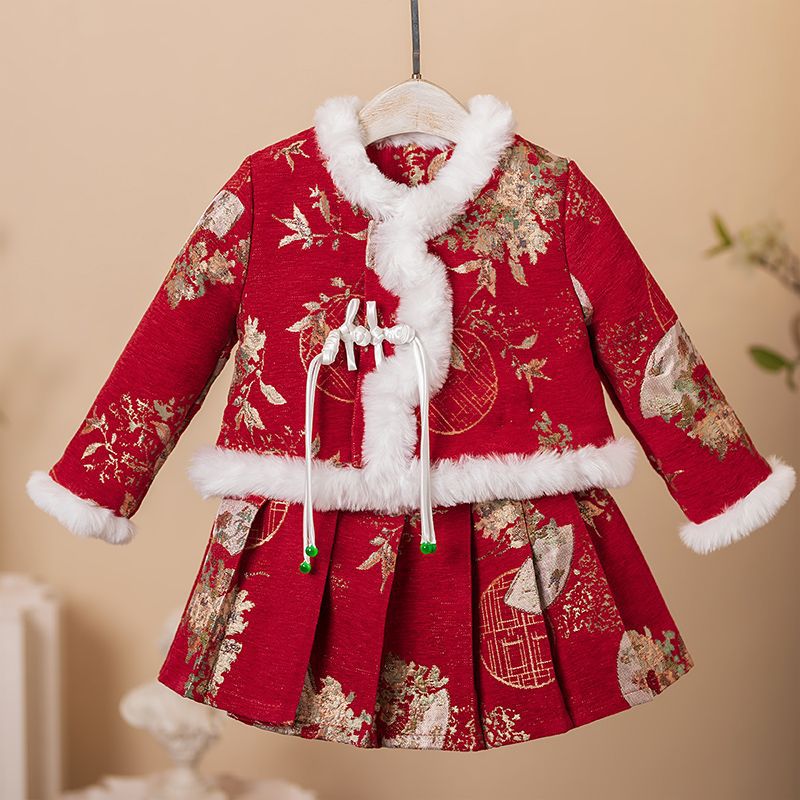 女童拜年服冬装新年衣服中国风儿童过年喜庆汉服唐装宝宝周岁礼服