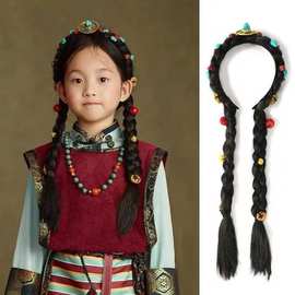 汉服假发儿童泡泡发可爱女童灯笼辫子发髻古风儿童麻花辫子发包