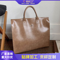 跨境复古包包女大容量2025新款秋冬简约斜挎包休闲手提通勤托特包