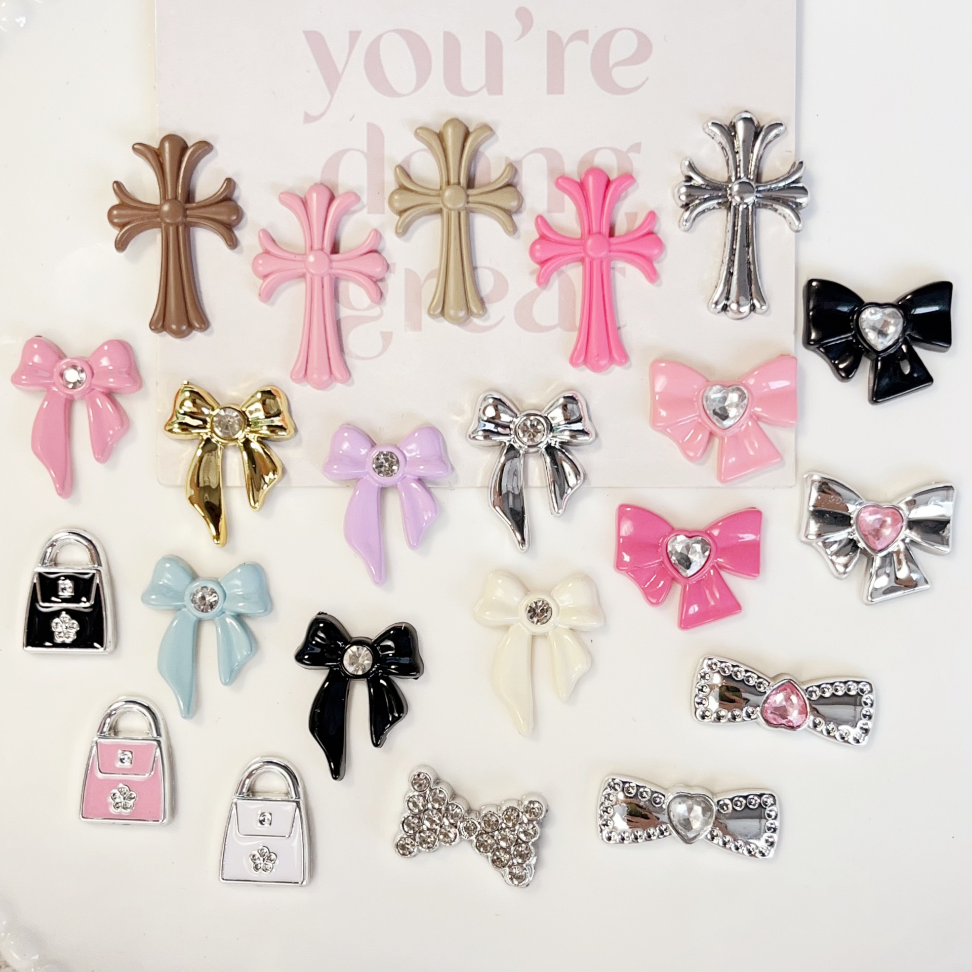 Colorful Small Fragrant Cross Bow Jewelry Accessories Diy Hole Shoe...