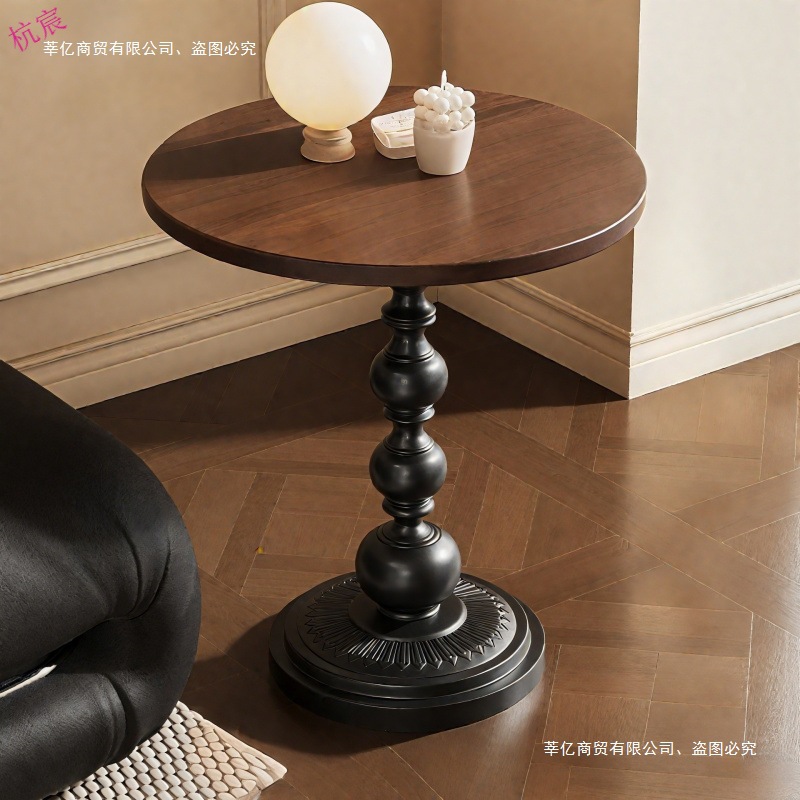 Small Round Table Coffee Table, Vintage Retro Iron Side Table, Sofa Bedside Table, Trendy Ins-Style Bedroom Storage Table