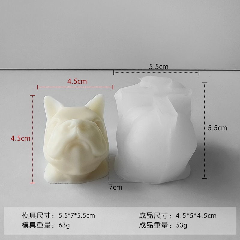 Jiahuimei cachorro cabeza aromaterapia vela método Bulldog yeso fragante piedra epoxi decoración molde de silicona