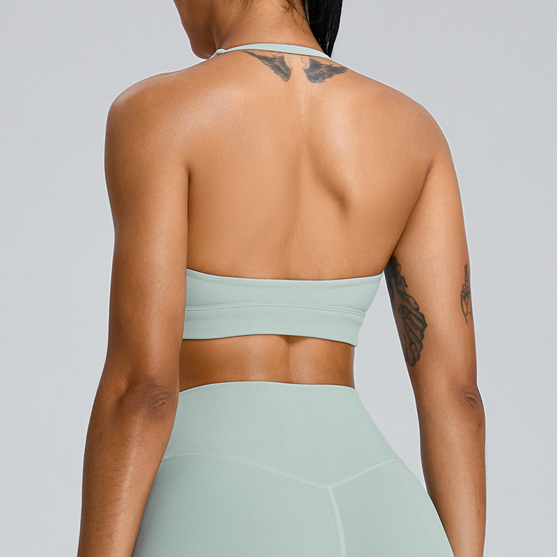 Verano nuevo desnudo cuello colgante ropa interior deportiva chaleco de yoga femenino reuniendo belleza de espalda deportiva bra de fitness chaqueta superior