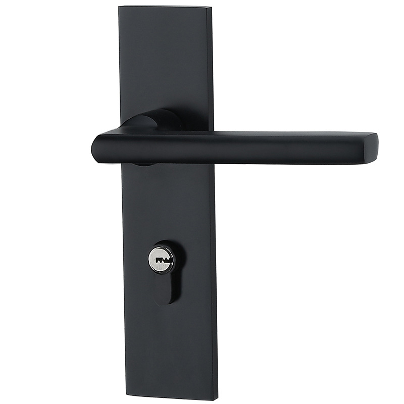 Fuente de la fábrica puerta del dormitorio interior negro puerta de madera maciza manija de la puerta del hogar mudo aleación de aluminio cerradura de la puerta