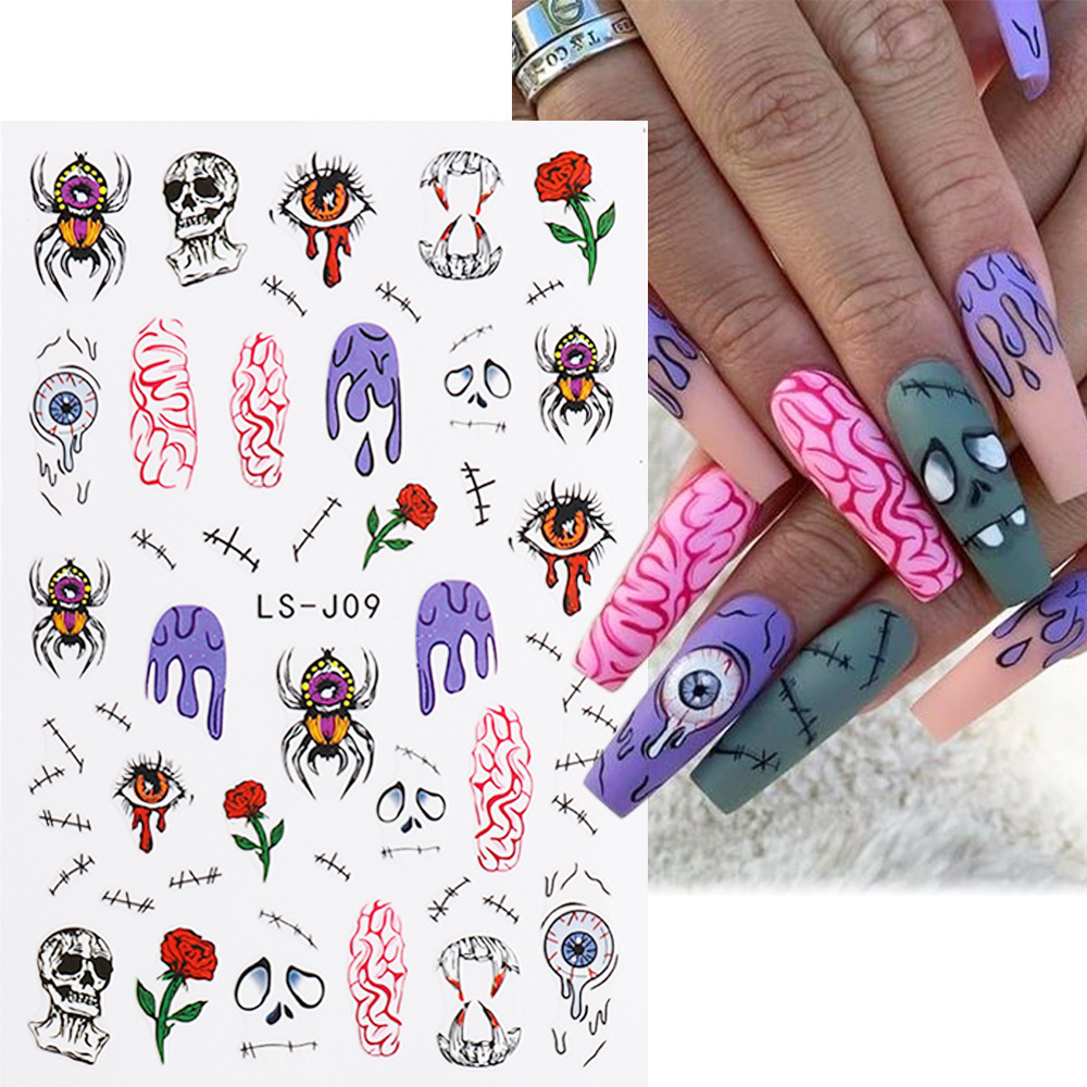 Halloween Cool Style Pumpkin Spider Grimace Paper Nail Patches 1 Piece display picture 5