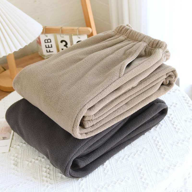 Polar Fleece Couple's Pajamas, Autumn and Winter Thickeneded Warm Pants with Side Pockets, Flannel Pants for Men and Women That Can Be Worn Outside Home Pants