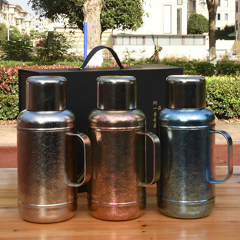 Pure Titanium Stewed Teapot Thermos Cup Men's and Women's Old White Teapot for Tea Brewing Household Small Steel Brewing Office Coffee Pot Travel Pot Bottle