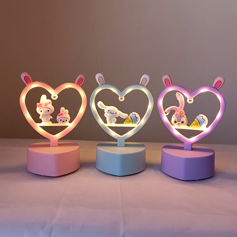 Mignon Coeur Petite Nuit Led Lampe De Table De Chevet Éclairage display picture 2