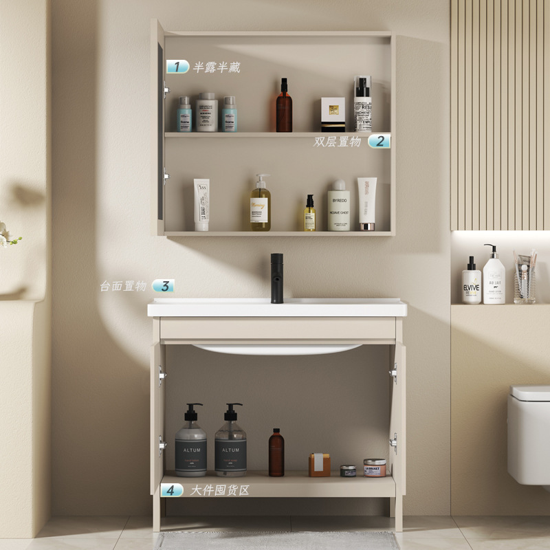 Balcón de aluminio espacio lavabo lavabo tipo piso lavabo lavabo gabinete de baño combinación lavabo cerámica integral