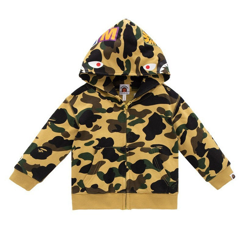 fashion brand shark-head hoodie for men and children's 3D printed hoodie coat camouflage zipper