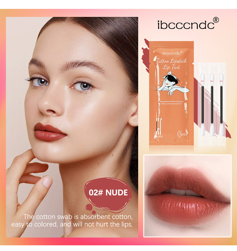 ibcccndc's new 3-pack pocket cotton swab lip gloss velvet matte portable cotton swab lipstick undefined