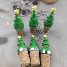 圣诞节绿色圣诞树软木塞，圣诞老人，星星，酒塞批发创意工艺品