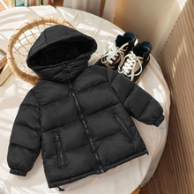 2025新款男女童洋气拼色黑金保暖棉服中大童加厚冬季外套时尚撞色