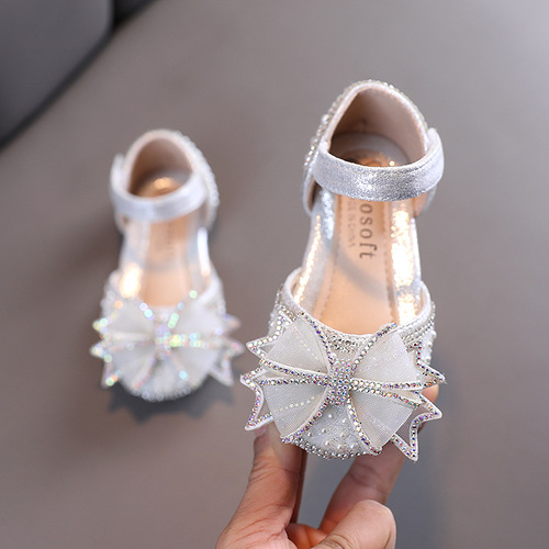 2024 Spring and Autumn Girls Korean Style Dance Shoes for Primary, Middle and Older Children Single Shoes Performance Shoes Princess Leather Shoes Network