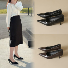 黑色OL职业工作高跟鞋女性感尖头细跟高跟鞋女不累脚浅口大码单鞋