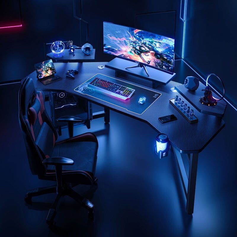 Computer Desk Desktop New Model Aircraft-Style Gaming Desk Integrated Home Bedroom Gaming Carbon Fiber Color Reinforced Office Desk Computer Desk Desktop New Model Aircraft-Style Gaming Desk Integrated Home Bedroom Gaming Carbon Fiber Color Reinforced Office Desk