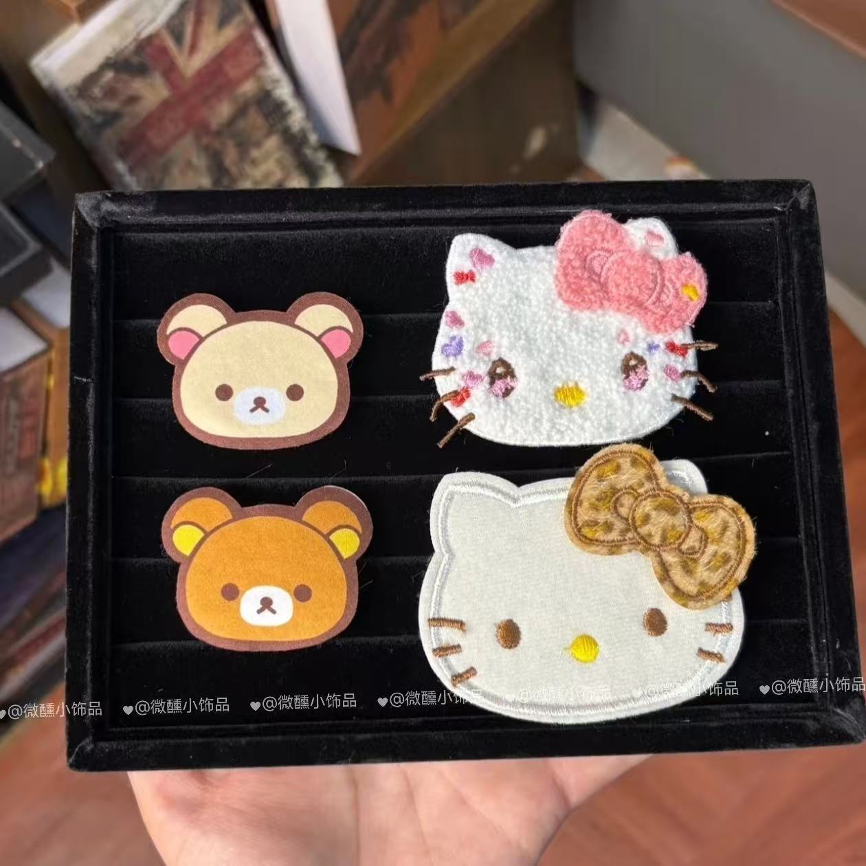 adorable kitty pegatinas de frisa dulce chica marshmallow gato pegatinas de cabello rotas velcro sin marcas adornamiento para el cabello