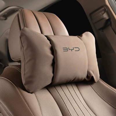 Suitable for Byd Headrest and Lumbar Support Car Han Song Plus Dmi Song Pro Qin Plus Tang Ev Dolphin Yuan Plus Protector (Waist support) - butterfly-style-chestnut-brown-byd-headrest-set