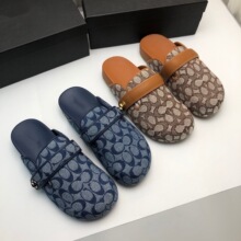 欧美外贸25年春夏新款圆头半拖鞋女外穿百搭懒人一脚蹬穆勒平底凉