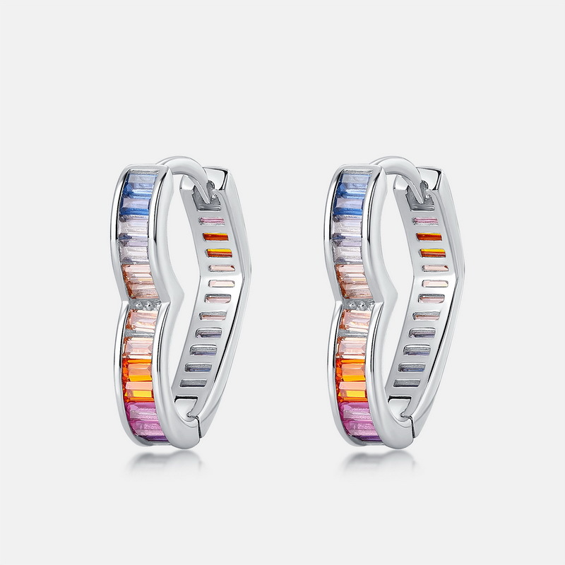 Pendientes de amor de circonio de color de dopamina nuevo estilo transfronterizo Pendientes de tesoro de color multicolor con incrustaciones de plata S925, moda europea y americana, todo fósforo