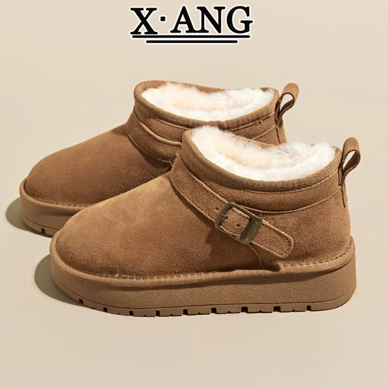 Женские зимние сапоги на меху 2025 года, новые, на толстой нескользящей подошве, с флисовой подкладкой, утепленные, теплые, для северо-восточной зоны, хлопковые сапоги