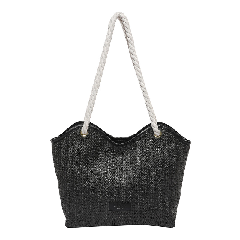 Bolso femenino transfronterizo tejido simple y moderno casual todo-fósforo bolso de paja portátil bolso de axila de un solo hombro bolso de alta capacidad
