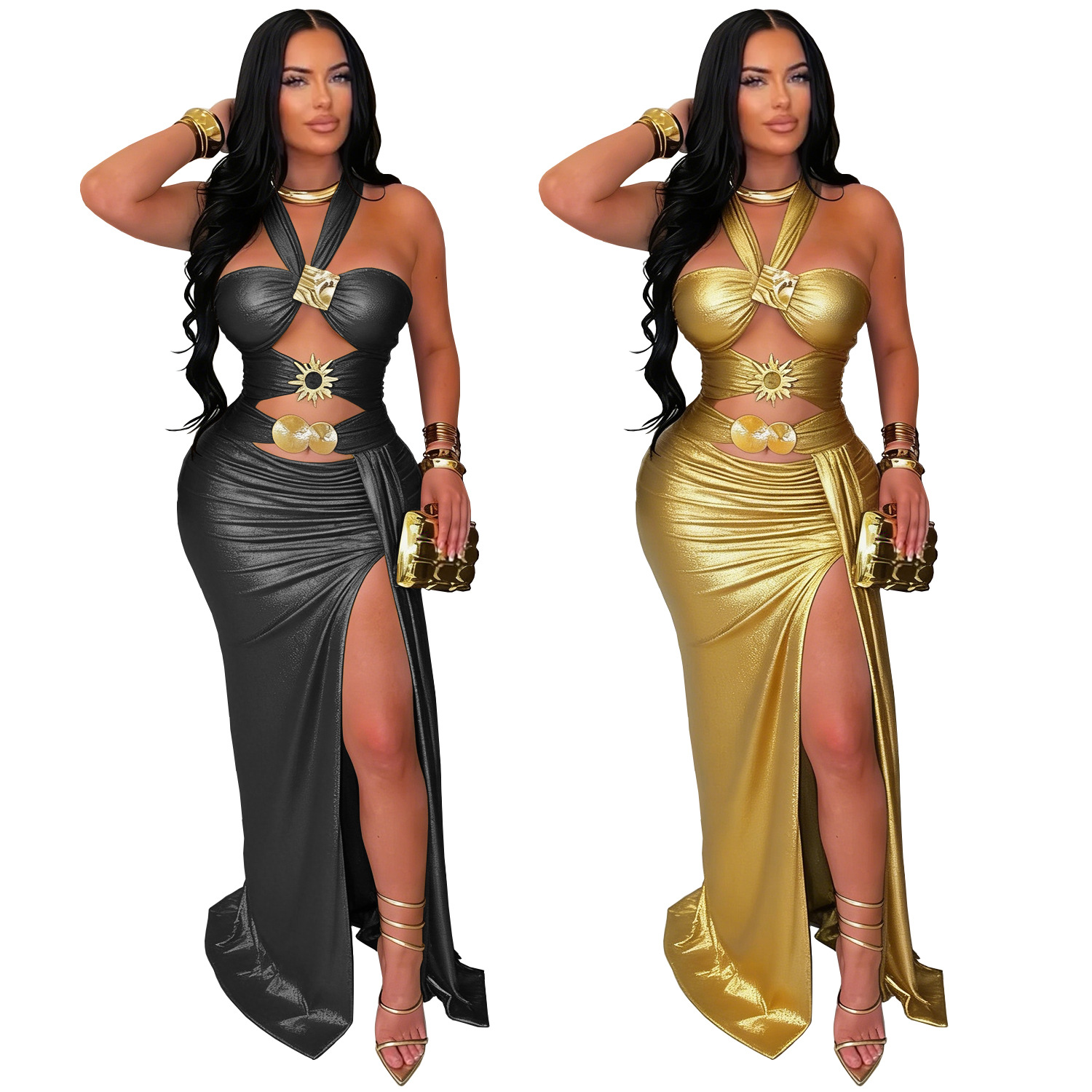 C7666 cross-border AliExpress Amazon Europa y América moda moda de mujer temperamento sexy lazos mochila vestido de cadera