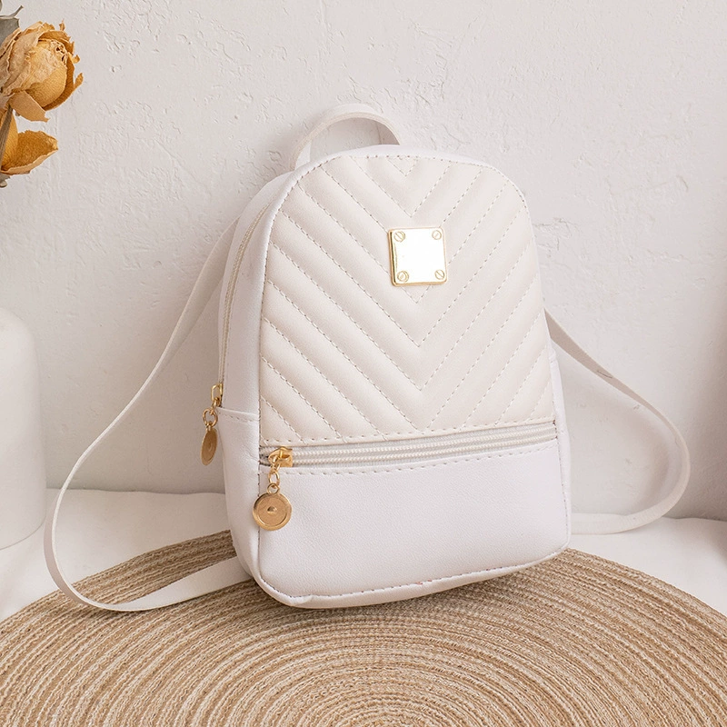 Capacious Backpack C033, Quilted PU Mini Backpack, Shoulder & Crossbody, Lightweight