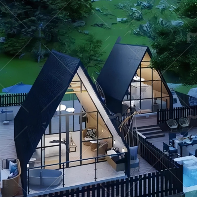 网红户外三角屋木屋酒店民宿移动星空房野奢度假屋山庄会所