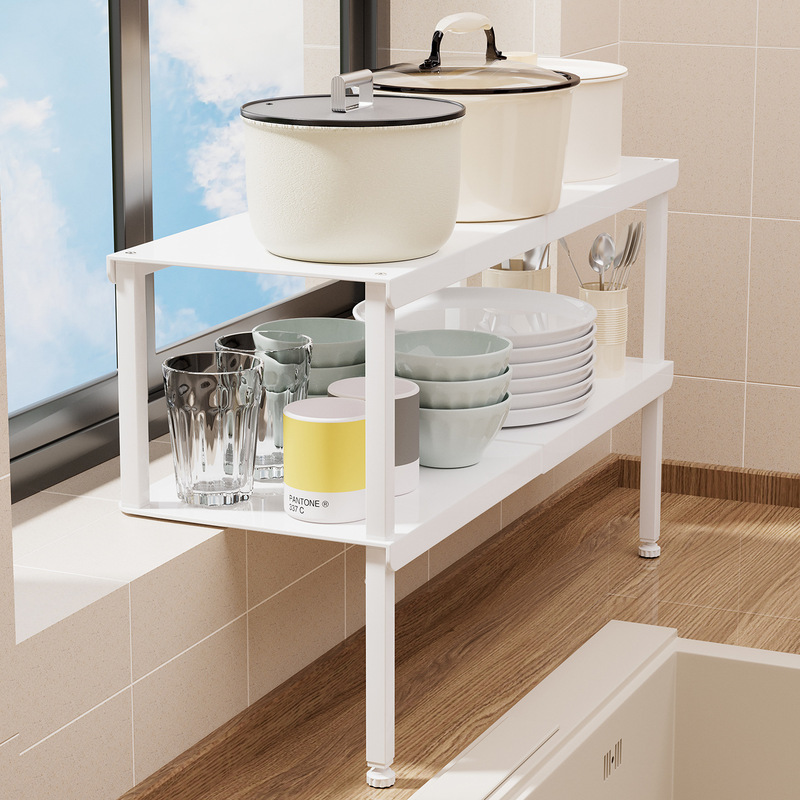 Double-Layer Kitchen Windowsill Storage Rack Extension Board, Widened Window Side, Various Gadgets, Layered Countertop Gap, Sink Edge