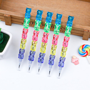 Cute creative stitching bear sharpening-free pencil student High-looking stationery writing-resistant four sections available children's gifts