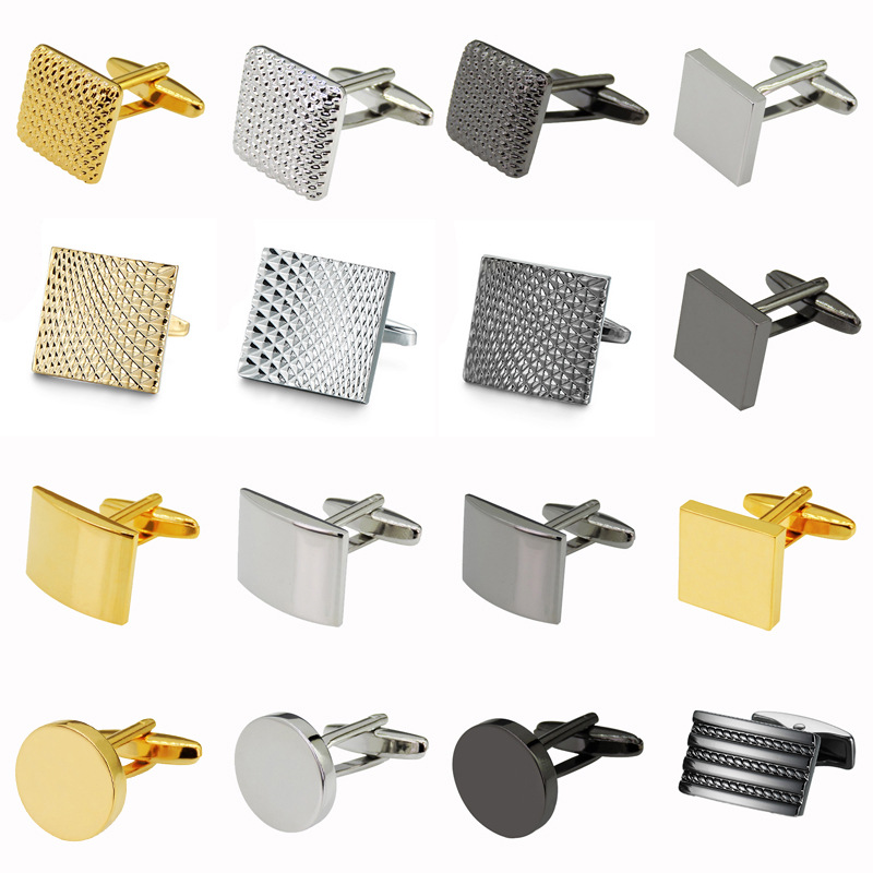 帧萌时尚袖扣高档铜材质袖钉镭射金属金色银色纽扣法式衬衫袖口扣