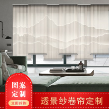 新中式挂帘透景纱卷帘窗帘背景装饰茶室阳台民宿饭店软隔断云雾纱