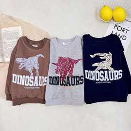 儿童卫衣秋冬新品男童恐龙卡通印花套衫上衣宝宝圆领套头衫 韩版