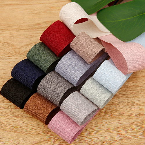 Polyester cotton and linen ribbons, handmade diy hair accessories, clothing, hats, bouquets, material packaging, matte denim webbing