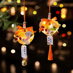 中秋节装饰竹编蒲扇灯笼挂件2025新款客厅场景布置小兔子花灯挂饰