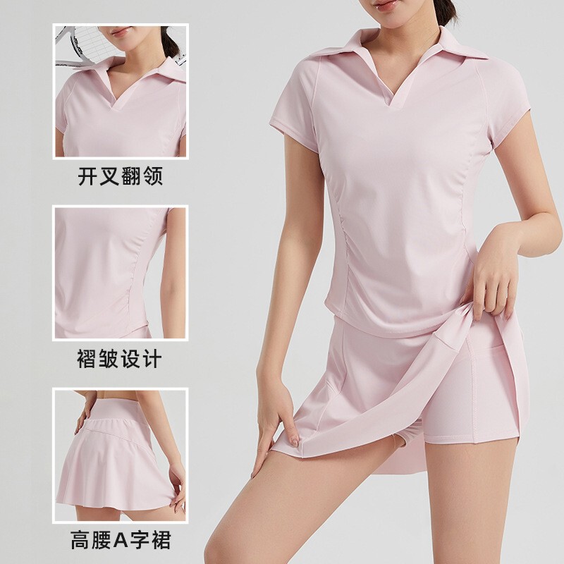 Yoga Suit New Edition Tennis Skirt Lightweight Breathable Sports suit Women's Summer Anti-running Waist Slimming Fitness Skirt