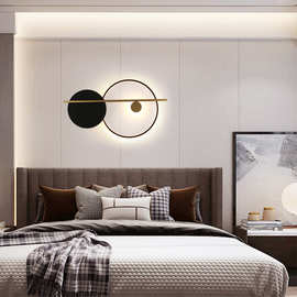 客厅沙发电视背景墙现代简约卧室床头室内壁灯北欧轻奢壁画