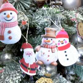 跨境定制圣诞毛毡工艺品不织布彩色印刷毛毡挂件无纺布彩印