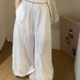显瘦宽松蕾丝木耳边阔腿裤