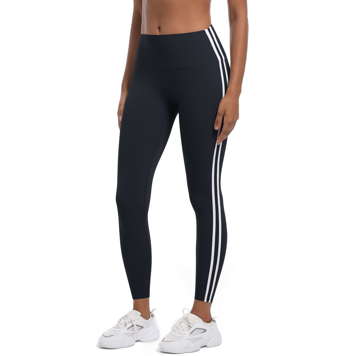 Fitness Sport Style Stripe Nylon Collarless Side Stripe Active Bottoms Leggings display picture 7