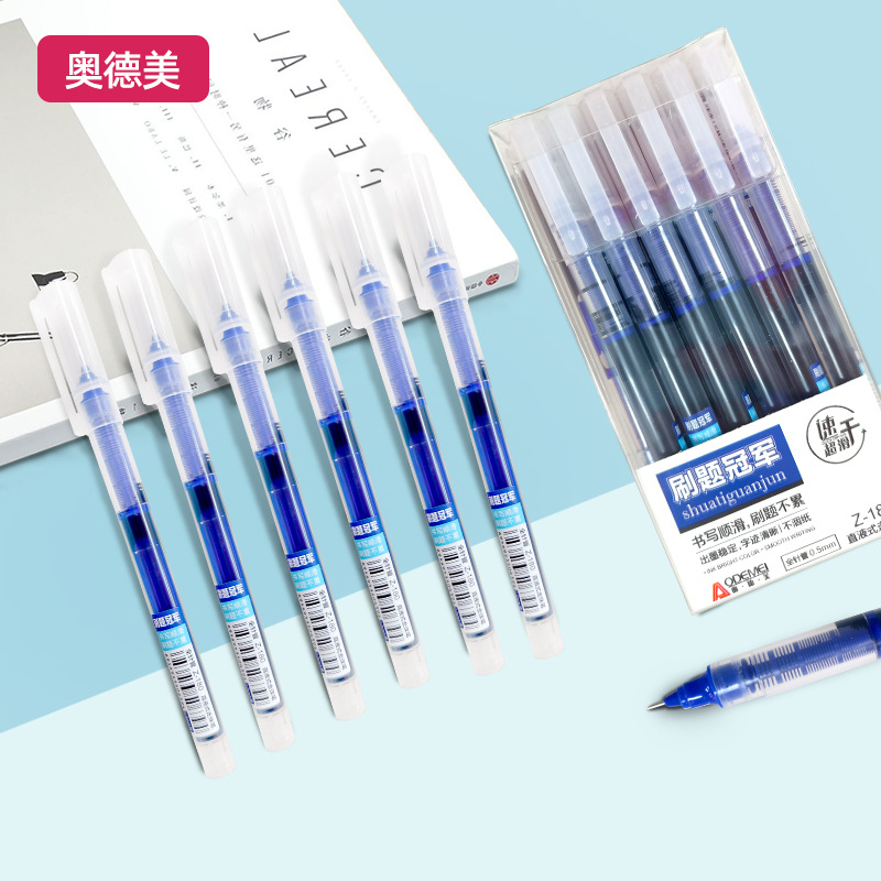 Odmei Z180 Direct Liquid Gel Pen Quick-Drying Large-Capacity Rollerball Pen 0.5mm Blue Needle Tip Pen Wholesale