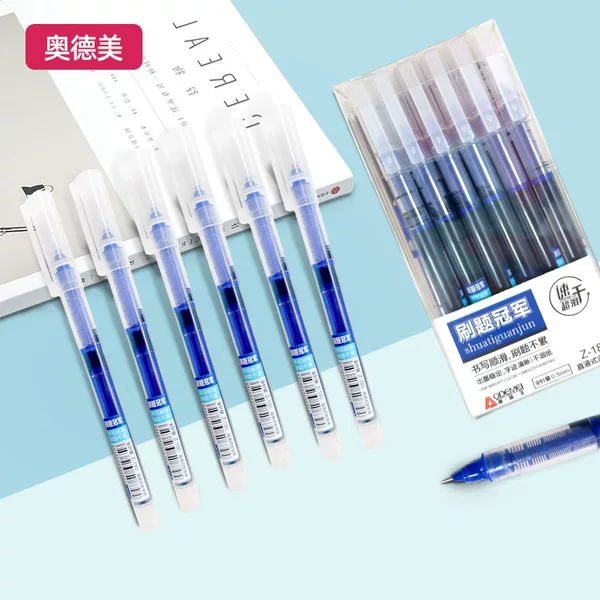 Odmei Z180 Direct Liquid Gel Pen Quick-Drying Large-Capacity Rollerball Pen 0.5mm Blue Needle Tip Pen Wholesale