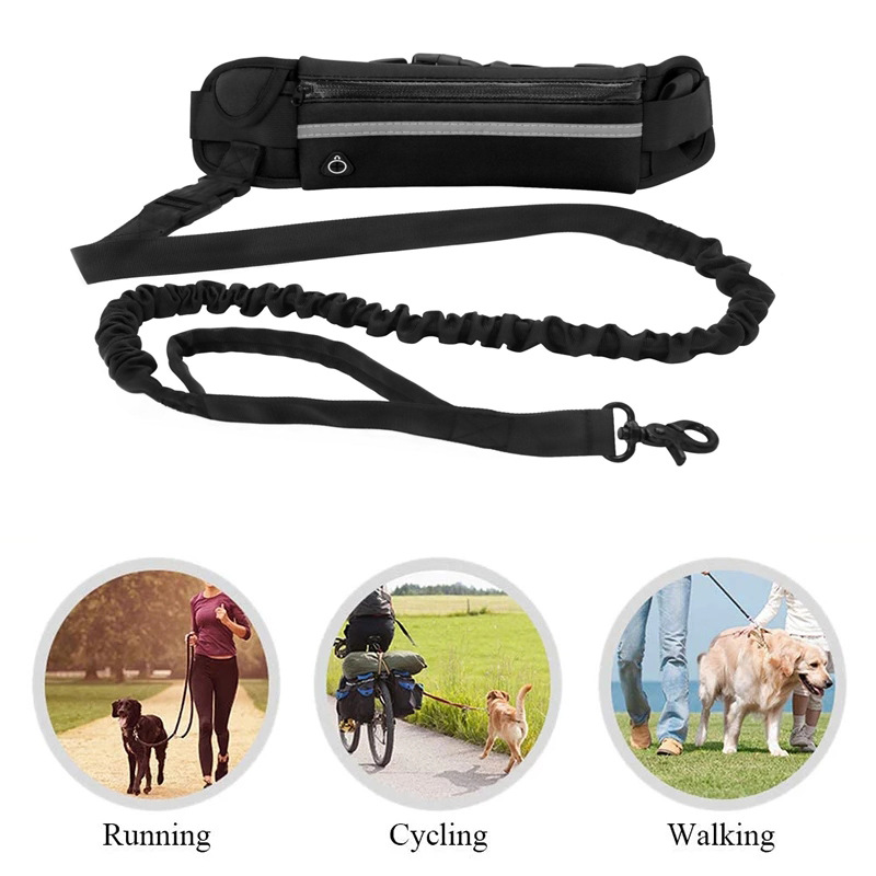 Sports Waist Bag Dog Leash Pet Running Leash Reflective Striped Leash Dog Outdoor Supplies