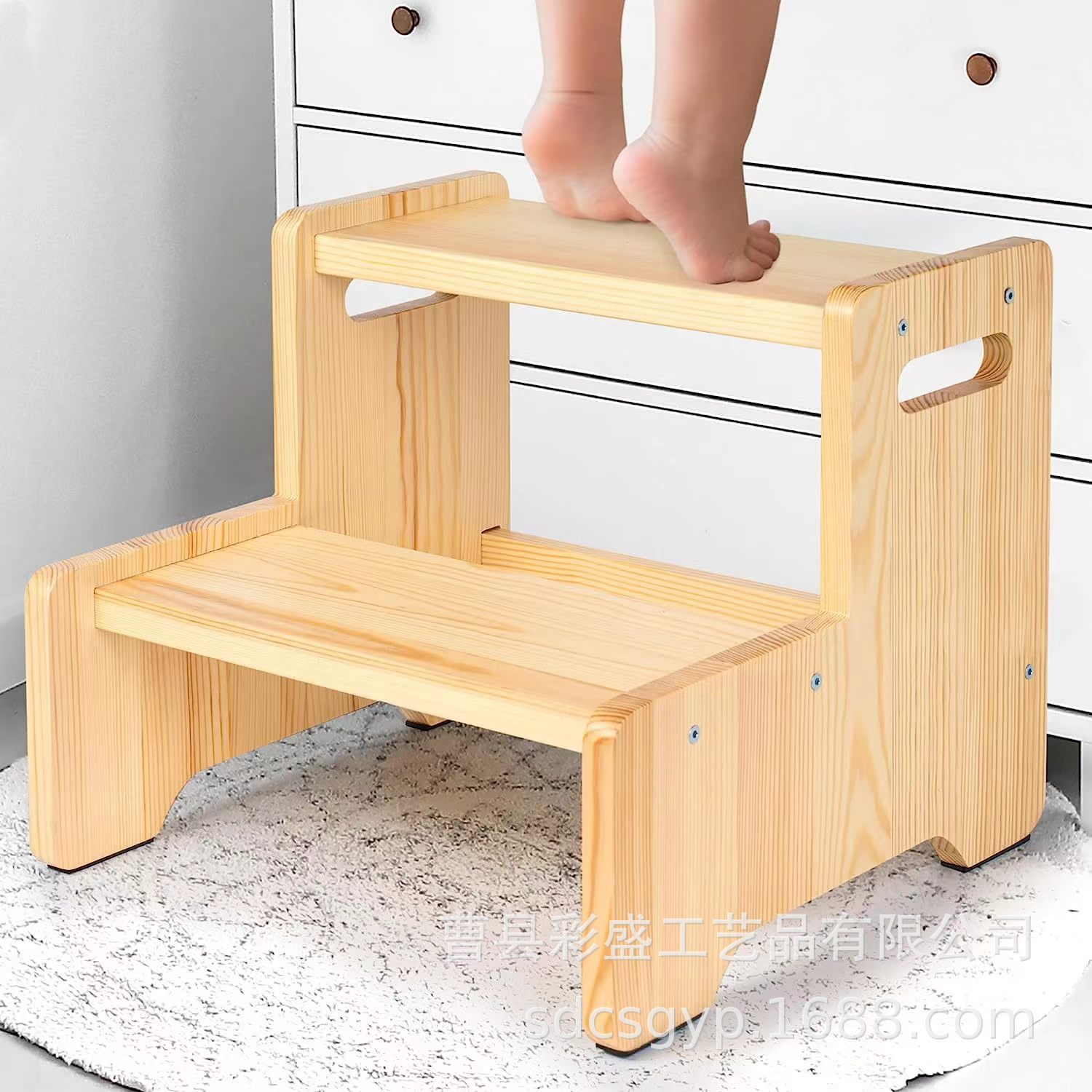 实木阶梯式儿童增高凳儿童爬高小木梯家用双层台阶式木质马桶凳
