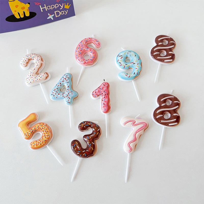 Donut Style Number Candle Internet Celebrity Birthday Cake Decoration Party Confession Kidsren's First Birthday Question Mark Anniversary Donut Style Number Candle Internet Celebrity Birthday Cake Decoration Party Confession Kidsren's First Birthday Question Mark Anniversary