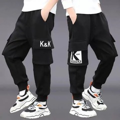 男童工裝褲春款童裝2023新款兒童炸街長褲春秋中大童休閒褲子潮牌